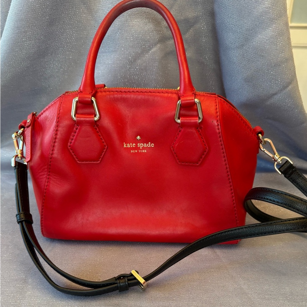 Kate Spade New York Madison Saffiano Leather Duffle Crossbody Bag in Red
